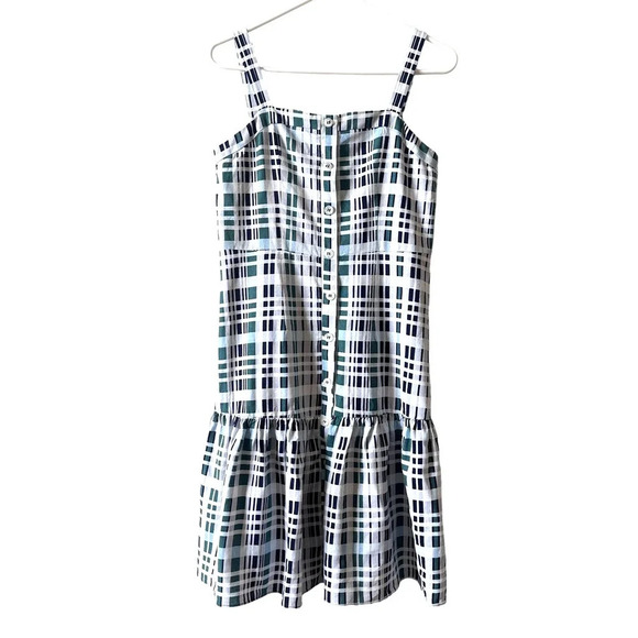 BCBGMAXAZRIA Women's Plaid Day Dress size Size 8 Gray Black Green - Picture 4 of 11